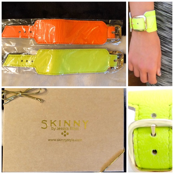 LAST - Orange Leather Lambskin Buckle Cuff - Picture 1 of 9